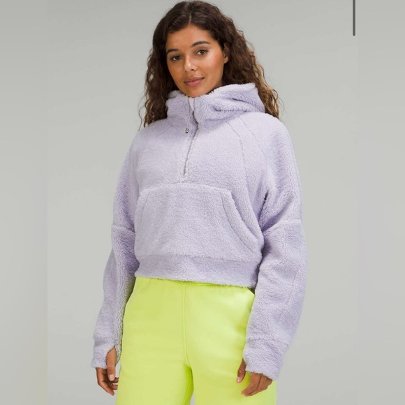 lululemon athletica Tops - Lululemon Scuba Oversized Half-Zip Fleece Hoodie Faint Lavender size M/L